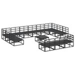 vidaXL Ensemble de canapé de jardin avec coussin 14 Pièces Noir Aluminium