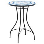 vidaXL Table de bistro mosaïque bleu et blanc Ø50x70 cm céramique