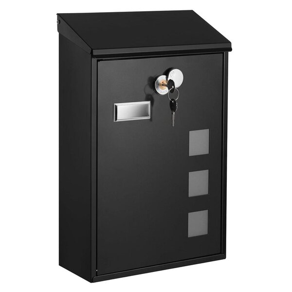 Boîte aux lettres murale moderne avec fenêtres de visualisation plaque signalétique serrure avec noyau en cuivre facile à installer noir 12_0001899