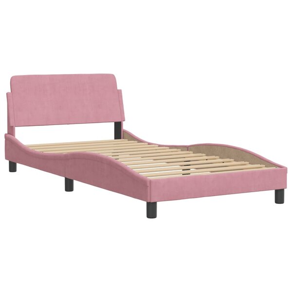 vidaXL Cadre de lit avec tête de lit Rose 100x200 cm Velours