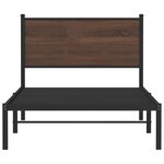 vidaXL Cadre de lit en métal avec tête de lit chêne marron 100x190 cm