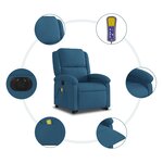 vidaXL Fauteuil inclinable de massage électrique bleu velours