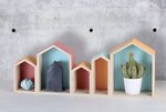 2 étagères en bois 5 blocs maison 50 x 8 x 20 cm