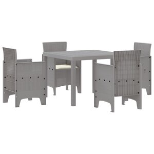 vidaXL Ensemble de salle à manger de jardin 5 pièces avec coussins en polyrotin gris clair