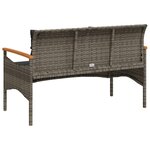 vidaXL Banc de jardin avec coussins 116x62 5x74 cm gris résine tressée