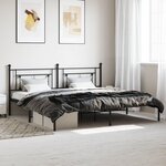 vidaXL Cadre de lit métal avec tête de lit noir 200x200 cm