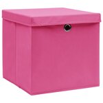 vidaXL Boîtes de rangement avec couvercles 4 Pièces Rose 32x32x32cm Tissu