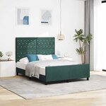 vidaXL Lit à ressorts avec tête de lit Vert foncé 140 x 200 cm Velours