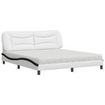 vidaXL Lit avec matelas Hvar blanc et noir 180x200 cm similicuir