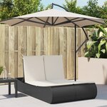 vidaXL Chaise longue double avec coussins noir résine tressée
