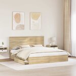 vidaXL Lit de Rangement Chêne Sonoma 180 x 200 cm Bois d'ingénierie