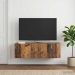 vidaXL Meuble TV mural 98 x 31 x 30 cm Bois ancien Bois d'ingénierie