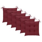 vidaXL Chaises de jardin avec coussins rouge bordeaux lot de 6 Teck