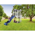 AXI Structure de jeu Beach Tower Gris Blanc avec toboggan Bleu