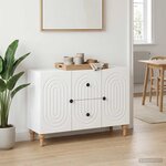 vidaXL Meuble TV avec tiroir Blanc 89 x 34 5 x 60 cm Bois d'ingénierie