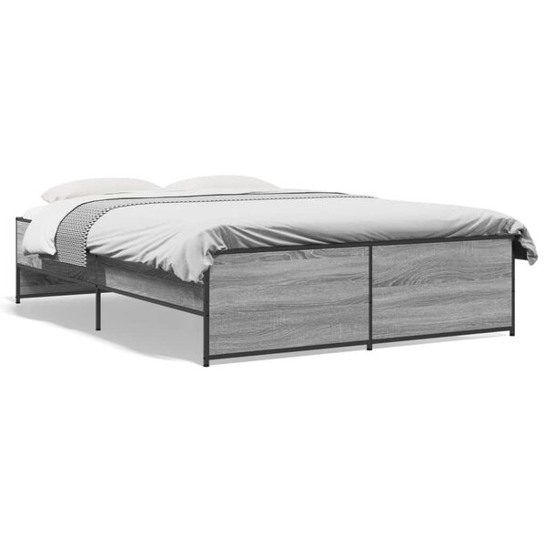 vidaXL Cadre de lit sonoma gris 120x190 cm bois d'ingénierie et métal