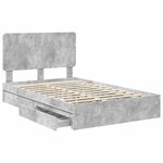 vidaXL Lit de Rangement Gris béton 135 x 190 cm Bois d'ingénierie