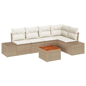 vidaXL Ensemble de canapé de jardin 6 Pièces Beige et blanc