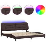 vidaXL Cadre de lit avec LED sans matelas Hvar marron foncé 200x200cm tissu
