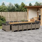 vidaXL Ensemble à manger de jardin 17 Pièces et coussins résine tressée