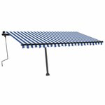 vidaXL Auvent manuel rétractable sur pied 400x350 cm Bleu/Blanc