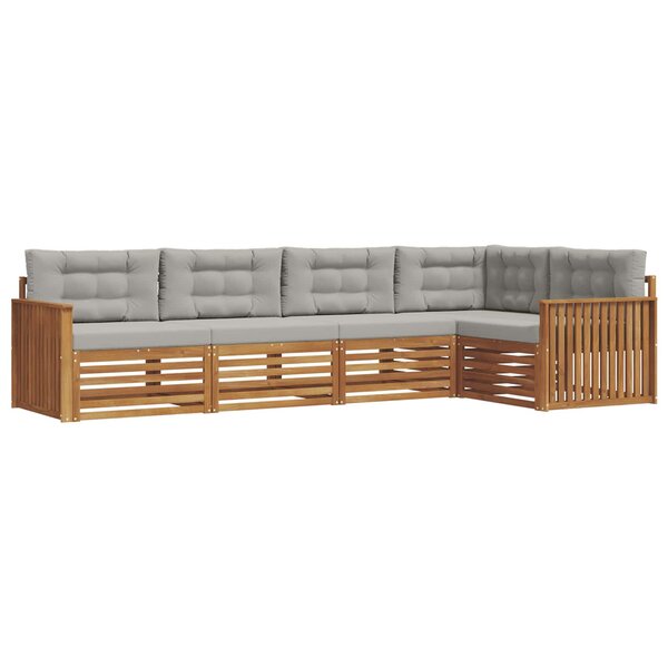 vidaXL Ensemble de canapés d'extérieur 5 pc Gris Naturel et Clair
