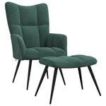 vidaXL Chaise de relaxation avec tabouret Vert foncé Velours