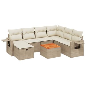 vidaXL Salon de jardin avec coussins 8 Pièces beige résine tressée