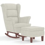 vidaXL Fauteuil à bascule à oreilles en velours crème bois massif