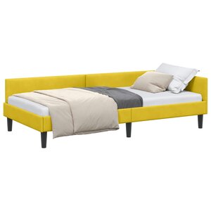 vidaXL Cadre de lit d'angle Jaune 100 x 200 cm Velours