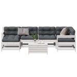 vidaXL Salon de jardin 7 Pièces avec coussins blanc bois de pin massif