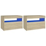 vidaXL Tables de chevet à LED 2 Pièces Chêne sonoma 60x35x40 cm