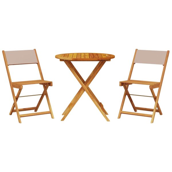 vidaXL Ensemble de bistro 3 Pièces taupe tissu et bois massif
