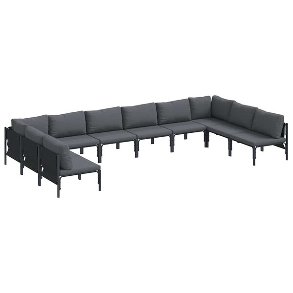 vidaXL Ensemble de canapé de jardin 10 Pièces Anthracite Acier