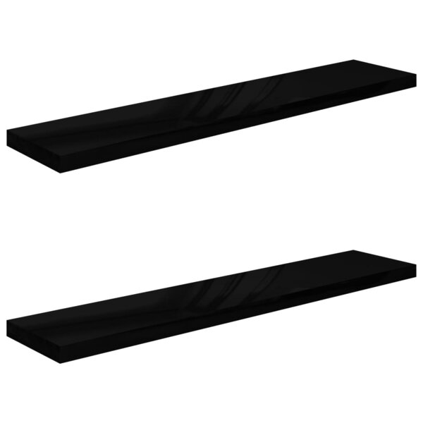 vidaXL Étagère murale flottante 2 Pièces Noir brillant 120x23 5x3 8cm MDF