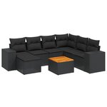 vidaXL Salon de jardin 8 Pièces avec coussins noir résine tressée