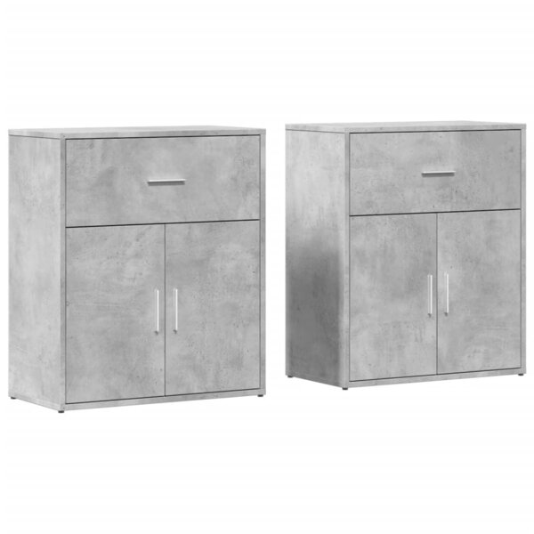 vidaXL Buffets 2 Pièces gris béton 60x31x70 cm bois d'ingénierie