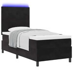 vidaXL Lit à ressort LED avec matelas Noir 80 x 200 cm Velours