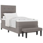 vidaXL Lit à ressort avec matelas et banc taupe 100x200 cm Tissu