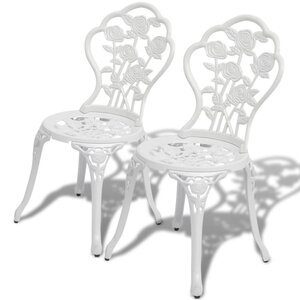 vidaXL Chaises de bistro lot de 2 Aluminium coulé Blanc