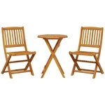 vidaXL Ensemble de bistro pliable 3 Pièces bois d'acacia solide