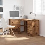 vidaXL Bureau d'angle vieux bois 145x100x76 cm bois d'ingénierie