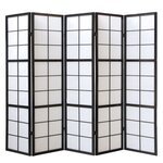 Paravent bois 5 pans noir