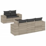 vidaXL Salon de jardin 6 Pièces avec coussins gris clair résine tressée