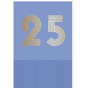 Carte D'anniversaire 25 Ans En Or - Bleu - A Message - Pour Homme Et Femme - 11 5 X 17 Cm - Draeger paris