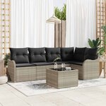 vidaXL Ensemble de canapé de jardin 6 Pièces Gris clair Poly rotin