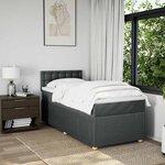 vidaXL Sommier à lattes de lit avec matelas Gris foncé 100x200cm Tissu