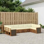 vidaXL Ensemble de canapé d'angle avec coussin 7 Pièces Naturel et Crème