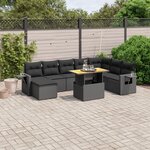 vidaXL Salon de jardin 9 Pièces avec coussins noir résine tressée