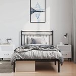 vidaXL Cadre de lit métal sans matelas avec tête de lit noir 100x200cm